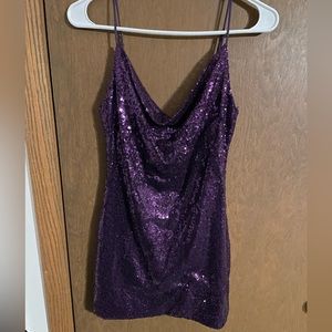 Purple sequence short homecoming dress